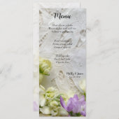 Invitation Ancienne dentelle aux fleurs violettes et blanches (Devant / Derrière)