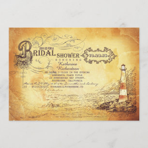 Invitation Ancienne douche nuptiale vintage du phare