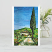 Invitation ANCIENNE FERME EN CHIANTI, bleu vert rouge blanc (Debout devant)
