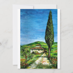 Invitation ANCIENNE FERME EN CHIANTI, bleu vert rouge blanc