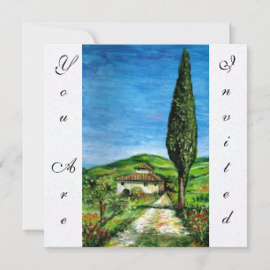 Invitation ANCIENNE FERME EN CHIANTI, bleu vert rouge blanc
