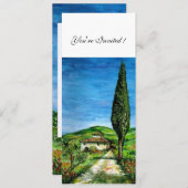 Invitation ANCIENNE FERME EN CHIANTI, bleu vert rouge blanc (Devant / Derrière)