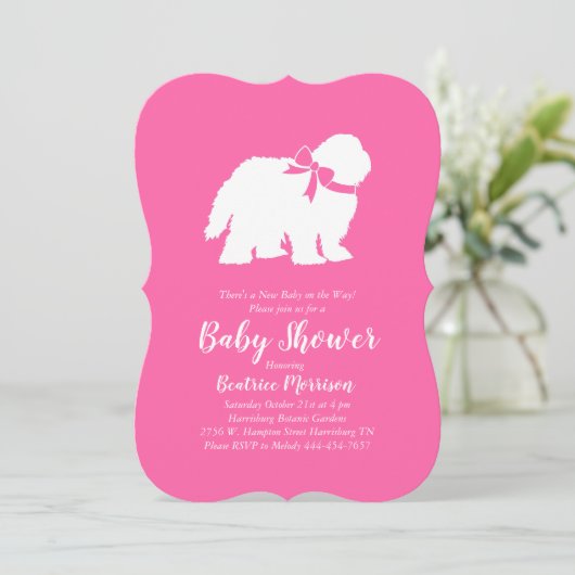 Invitation Ancienne fille Baby shower de chien de chien de ch (Debout devant)
