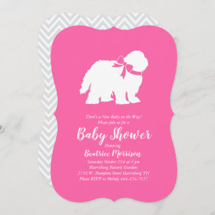 Invitation Ancienne fille Baby shower de chien de chien de ch