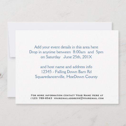 Invitation Ancienne grange rouge, style campagnard de la gran (Dos)