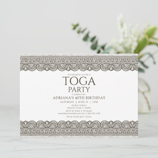 Invitation Ancienne Histoire Anniversaire Fête avec frise en (Debout devant)