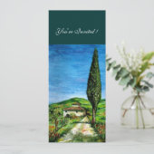 Invitation ANCIENNE MAISON DE FERME EN CHIANTI, bleu vert rou (Debout devant)