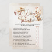 Invitation ANCIENNES ÉPOQUES TAILLES Baby shower Jeu mignonne (Devant / Derrière)