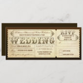 Invitation Anciens Billets de Mariage avec RSVP (Devant / Derrière)
