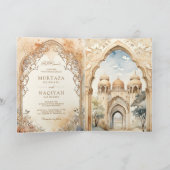 Invitation Ancient Arabian Palace Arch QR Code Muslim Wedding (Intérieur)