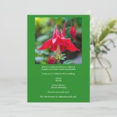 Invitation Ancolie rouge native de printemps sur fond vert (Debout devant)