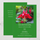 Invitation Ancolie rouge native de printemps sur fond vert (Devant / Derrière)