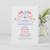 Invitation Ancrage nautique vintage plage douche nuptiale (Debout devant)