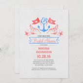 Invitation Ancrage nautique vintage plage douche nuptiale (Devant / Derrière)