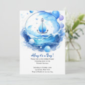 Invitation Ancre Ahoy Nautical Shower Baby shower garçon (Debout devant)