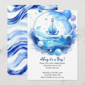 Invitation Ancre Ahoy Nautical Shower Baby shower garçon (Devant / Derrière)