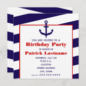 Invitation Ancre Anniversaire Fête Océan / Voile (Devant / Derrière)