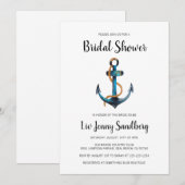 Invitation Ancre aquarelle Fête des mariées nautique (Devant / Derrière)