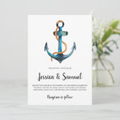 Invitation Ancre aquarelle Mariage nautique moderne (Debout devant)