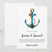 Invitation Ancre aquarelle Mariage nautique moderne (Devant / Derrière)