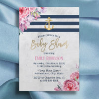 Ancre aurifère marine Baby shower floral Vintage