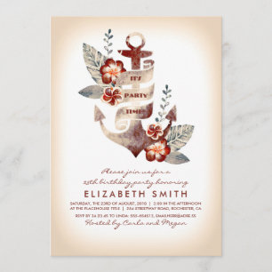 Invitation Ancre Beach Nautical Tropical Birthday Party