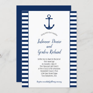 Invitation Ancre Bleu Bleu Blancs Mariages nautiques