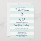 Invitation Ancre bleu marine et Fête des mariées à rayures de (Devant)