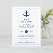 Invitation Ancre bleu marine Monogramme Baby shower garçon (Debout devant)