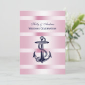 Invitation Ancre bleu marine Pink BG V Mariage (Debout devant)