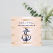 Invitation Ancre bleu marine rose BG Mariage (Debout devant)