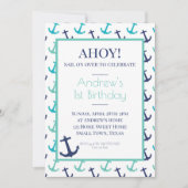 Invitation Ancre Bleu Nautique (Devant)