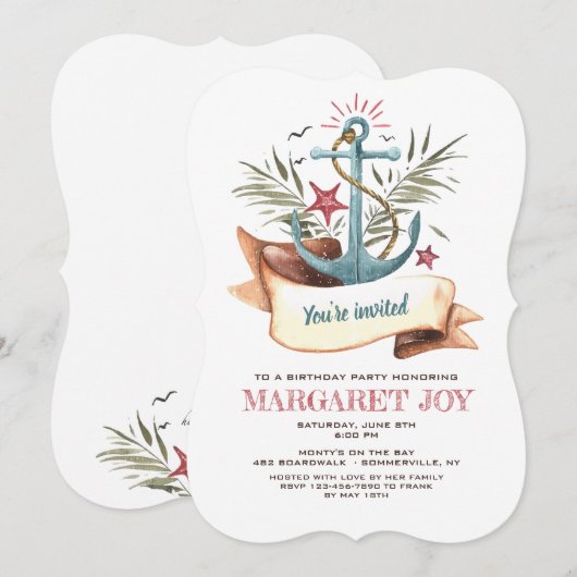 Invitation Ancre bleue (Devant / Derrière)