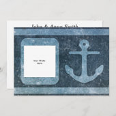 Invitation Ancre Bleue Ajouter Texte/Photo (Devant / Derrière)