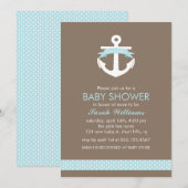 Invitation Ancre bleue Baby shower nautique (Devant / Derrière)