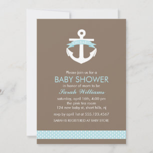 Invitation Ancre bleue Baby shower nautique
