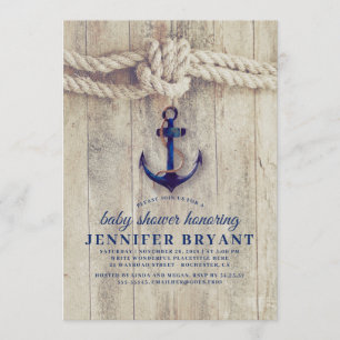Invitation Ancre bleue de la marine Baby shower nautique russ