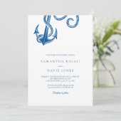 Invitation Ancre bleue Mariage nautique (Debout devant)