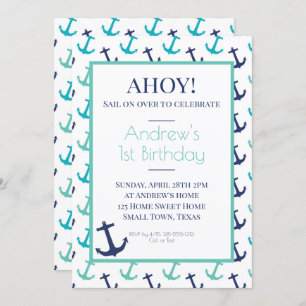 Invitation Ancre bleue marine