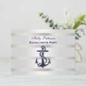 Invitation Ancre bleue marine Argent Wt BG H Bachelorette (Debout devant)