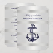 Invitation Ancre bleue marine Argent Wt BG V Mariage T (Devant / Derrière)