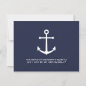 Invitation Ancre bleue marine Nautique Groomsmen Proposition (Devant)