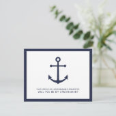 Invitation Ancre bleue marine Nautique Groomsmen Proposition (Debout devant)