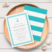 Invitation Ancre couleur modifiable et Mariage bandes blanche