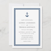 Invitation Ancre couleur modifiable et Mariage bandes blanche (Devant)