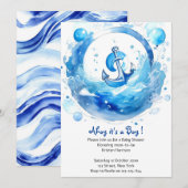 Invitation Ancré dans la joie : Baby shower de garçons nautiq (Devant / Derrière)