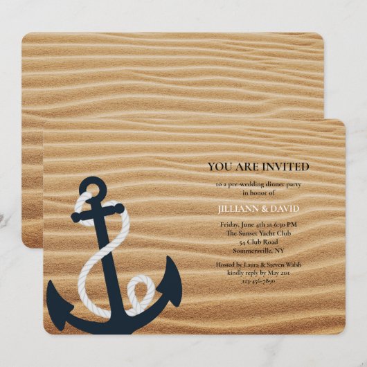 Invitation Ancre dans le sable (Devant / Derrière)