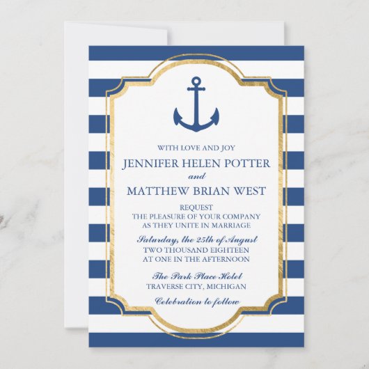 Invitation Ancré dans Love II Ancre nautique Mariage de bande (Devant)