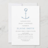 Invitation Ancre d'aquarelle Baby shower de plage bleu marine (Devant)