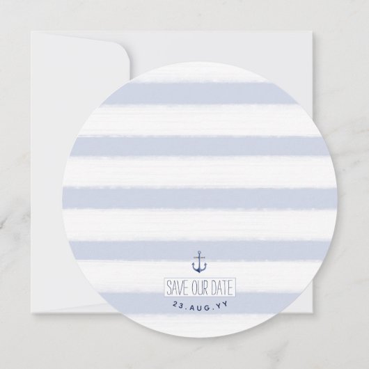Invitation Ancre d'aquarelle bleu noeud nautique Enregistrer (Dos)